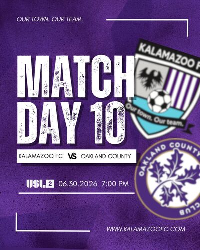 Kalamazoo FC Men vs. Oakland County FC poster